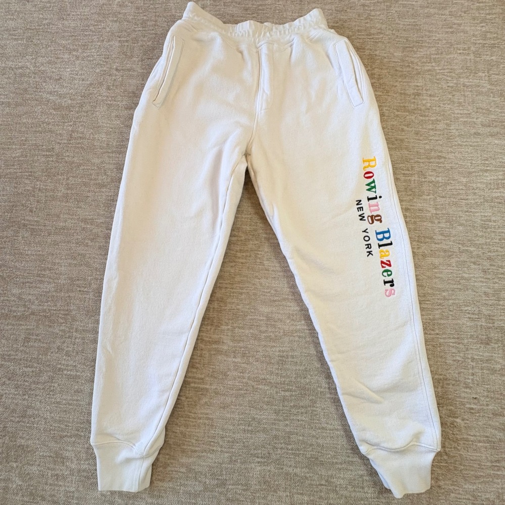 Rowing Blazers New York Jogger Sweatpants‎ XS Cream Terry Embroidered Streetwear